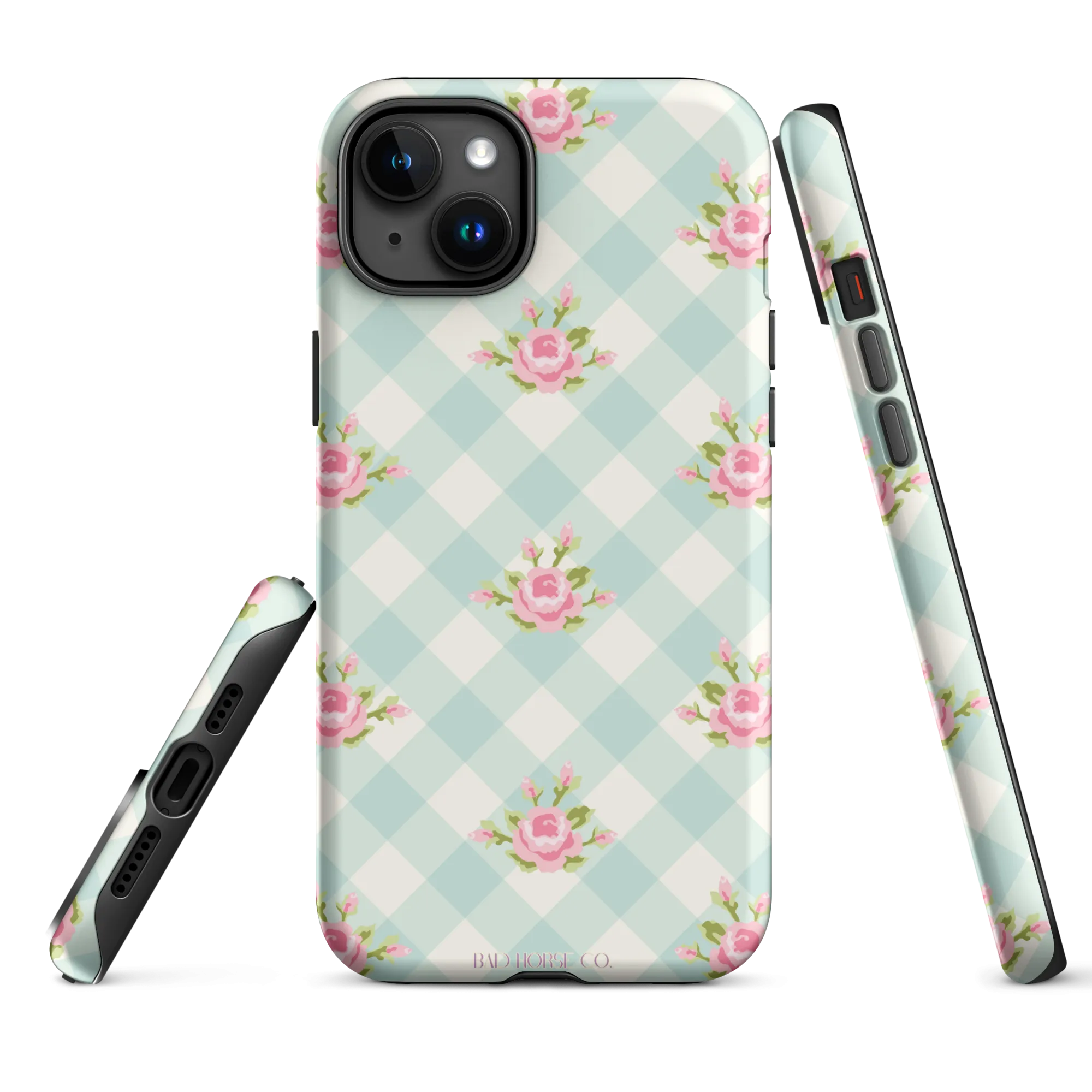 Blue Gingham Rose - iPhone® Tough Case