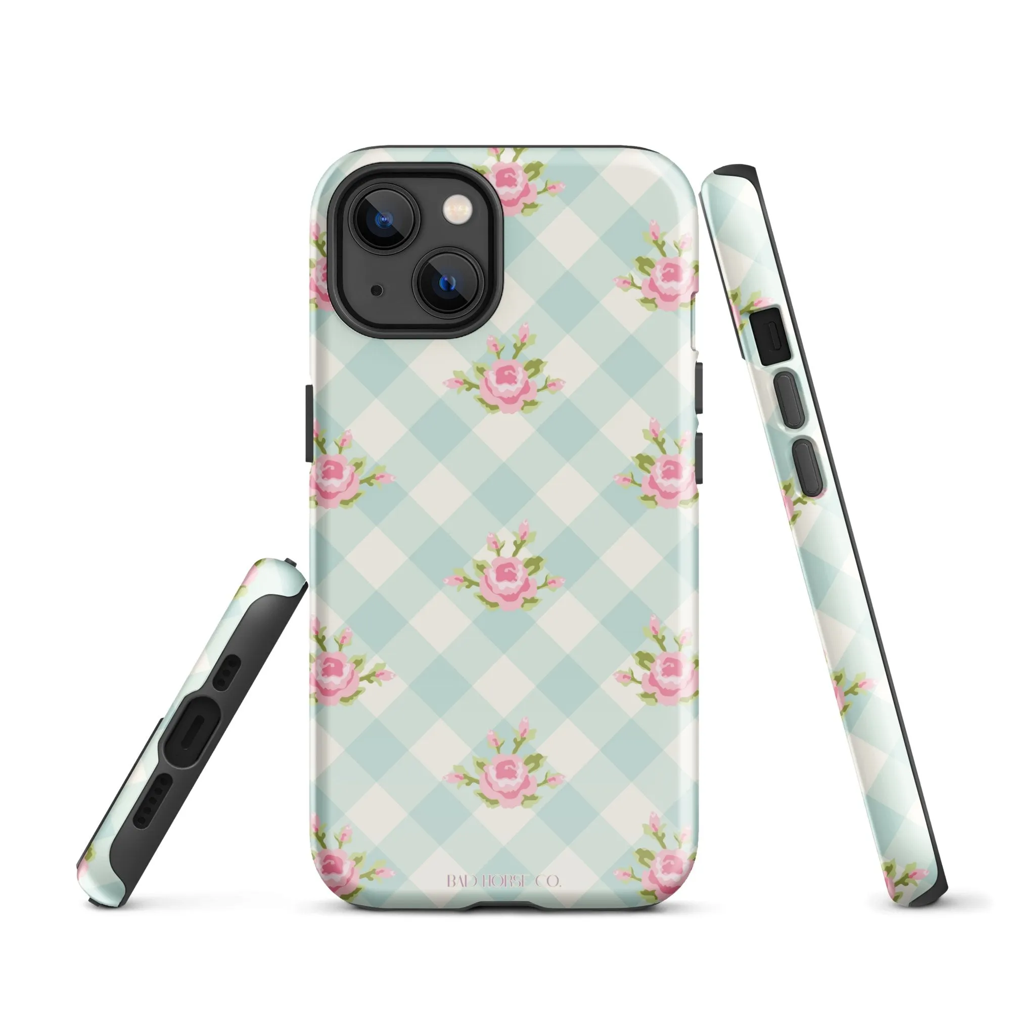 Blue Gingham Rose - iPhone® Tough Case