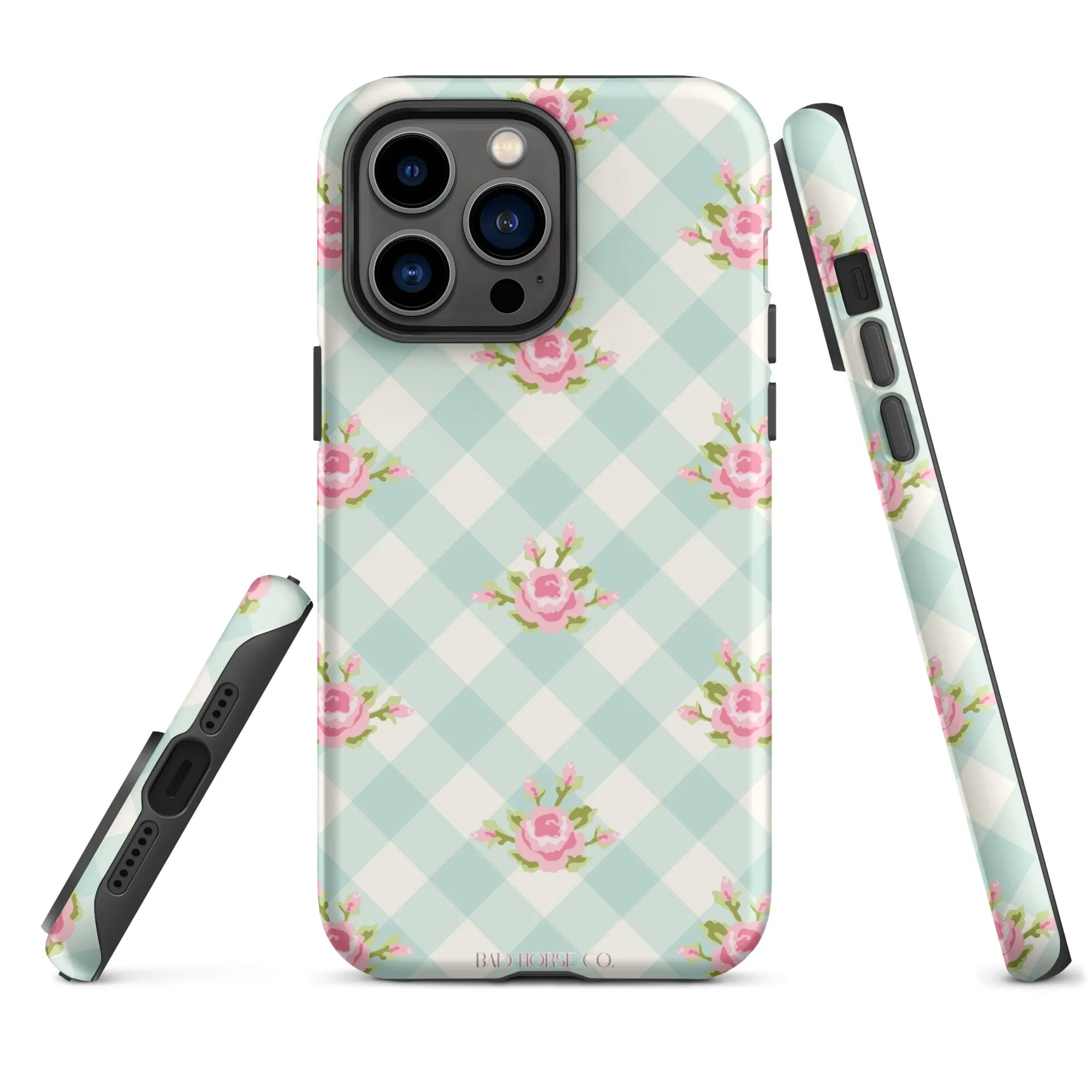 Blue Gingham Rose - iPhone® Tough Case