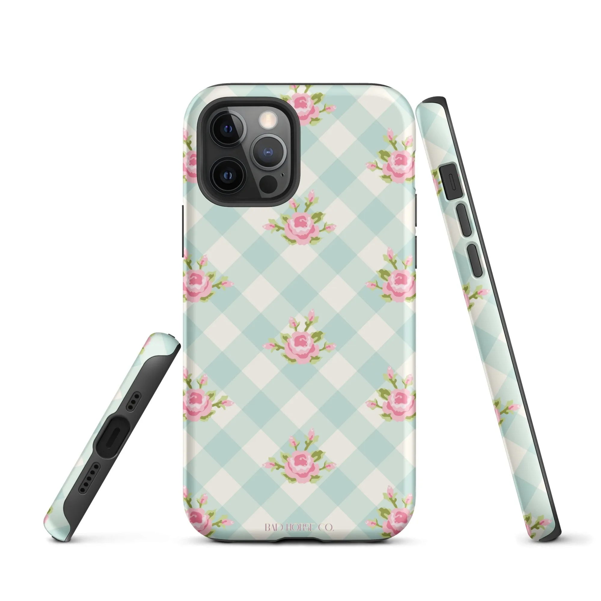 Blue Gingham Rose - iPhone® Tough Case