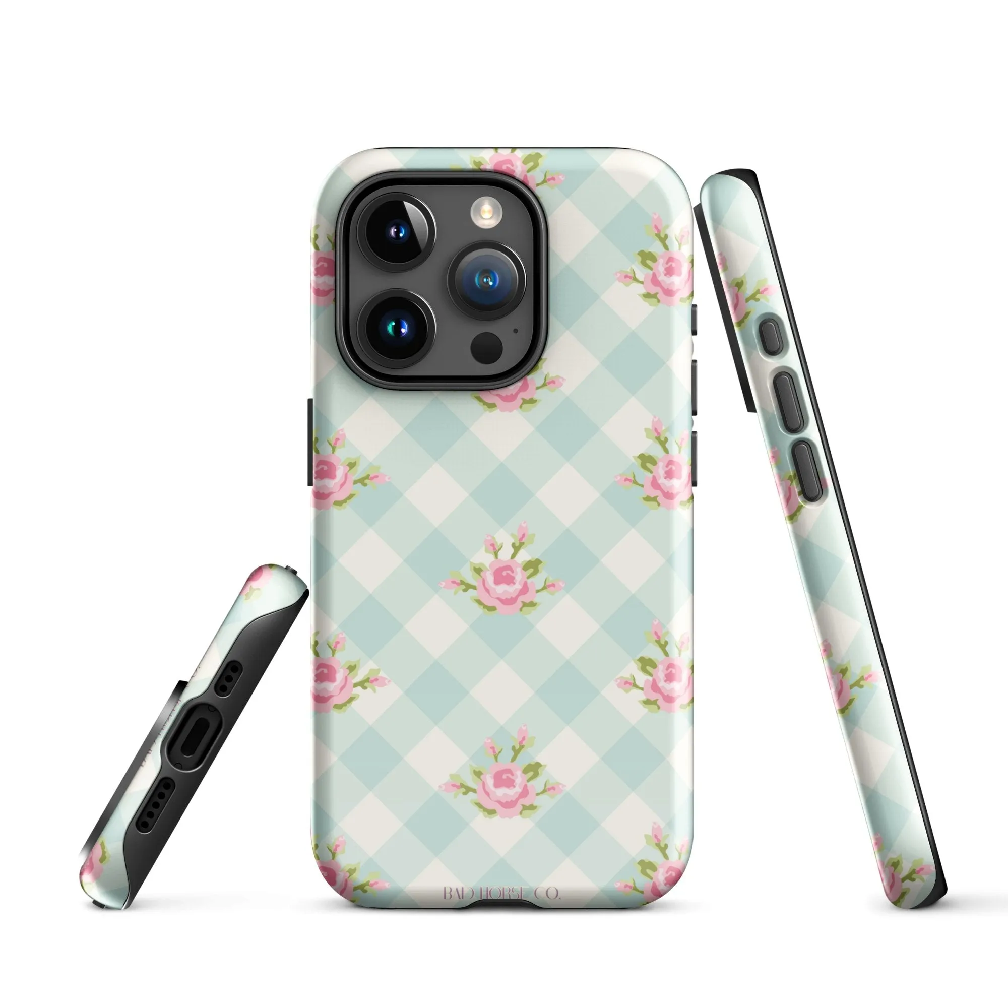 Blue Gingham Rose - iPhone® Tough Case