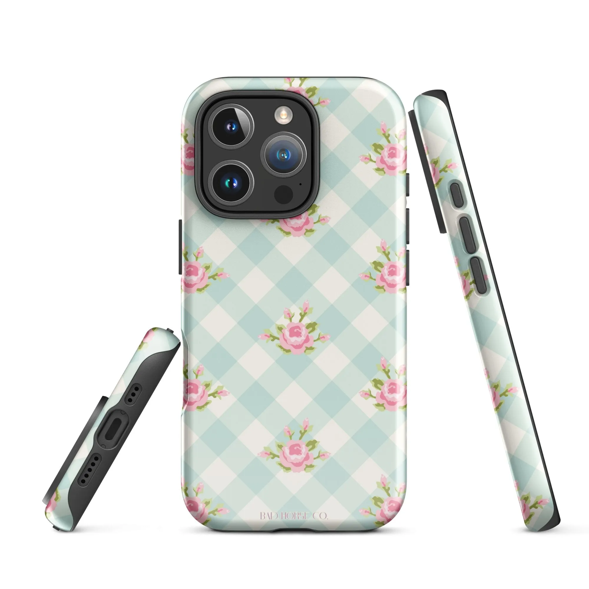 Blue Gingham Rose - iPhone® Tough Case