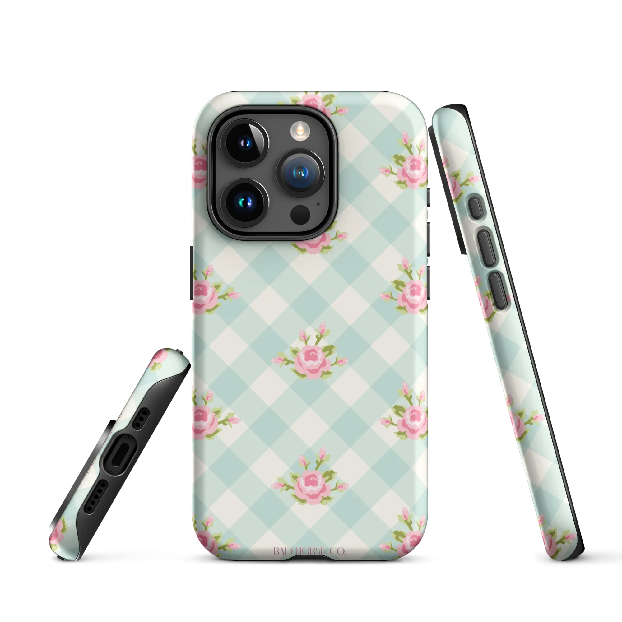 Blue Gingham Rose - iPhone® Tough Case