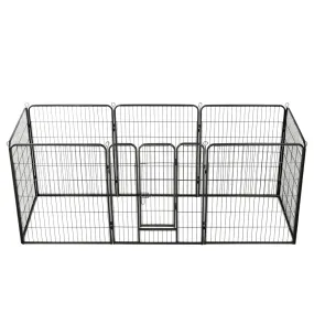 Box per Cani con 8 Pannelli in Acciaio 80x100 cm Nero