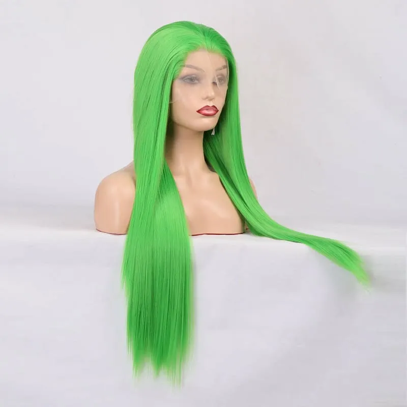 Bright Green Long Straight Wig for a Fun New Look