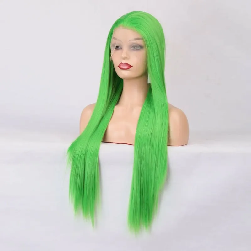 Bright Green Long Straight Wig for a Fun New Look