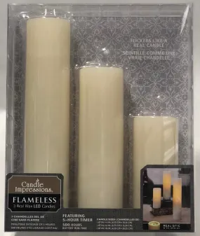 Candle Impressions -Battery Candle -Cream Set of 3