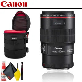 Canon EF 100mm f/2.8L Macro IS USM Lens With Lens Case AND Cleaning Kit