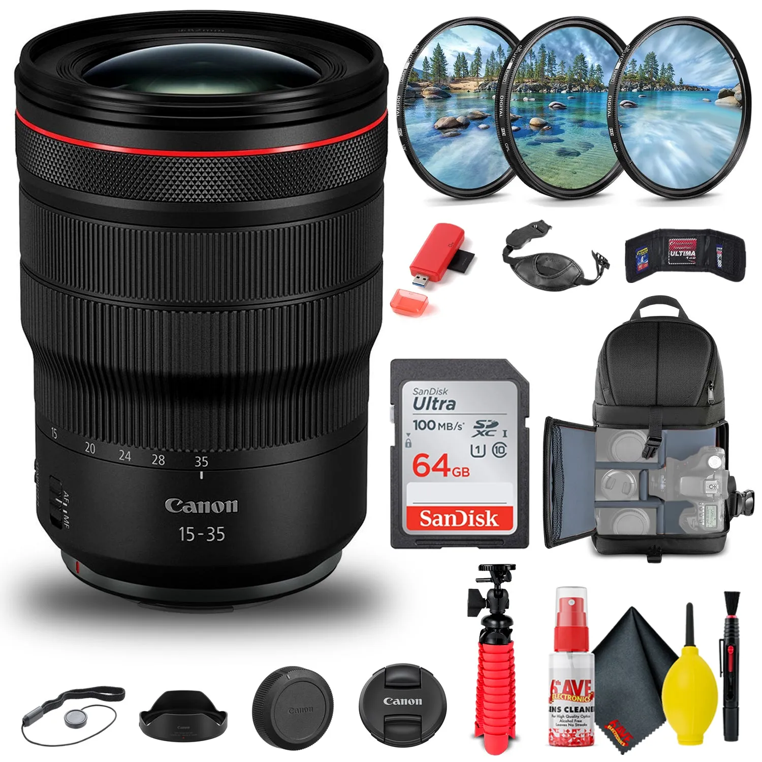 Canon RF 15-35mm f/2.8L IS USM Lens (3682C002)   Filter Kit   BackPack   More