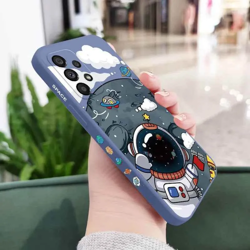 Cartoon Big Astronaut Cute Phone Cases For Galaxy A54, A34, A24, A14, A05, A04, A73, A53, A33, A23, A13, A03, A72, A52, A52S, A32, A22, A12, A71, A51, 4G 5G