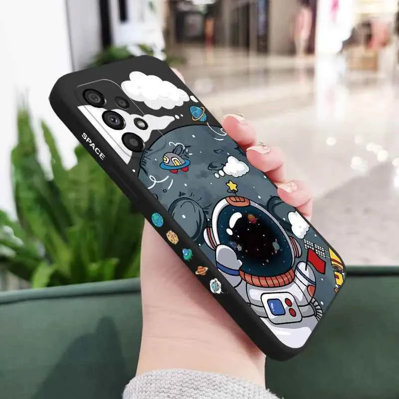 Cartoon Big Astronaut Cute Phone Cases For Galaxy A54, A34, A24, A14, A05, A04, A73, A53, A33, A23, A13, A03, A72, A52, A52S, A32, A22, A12, A71, A51, 4G 5G