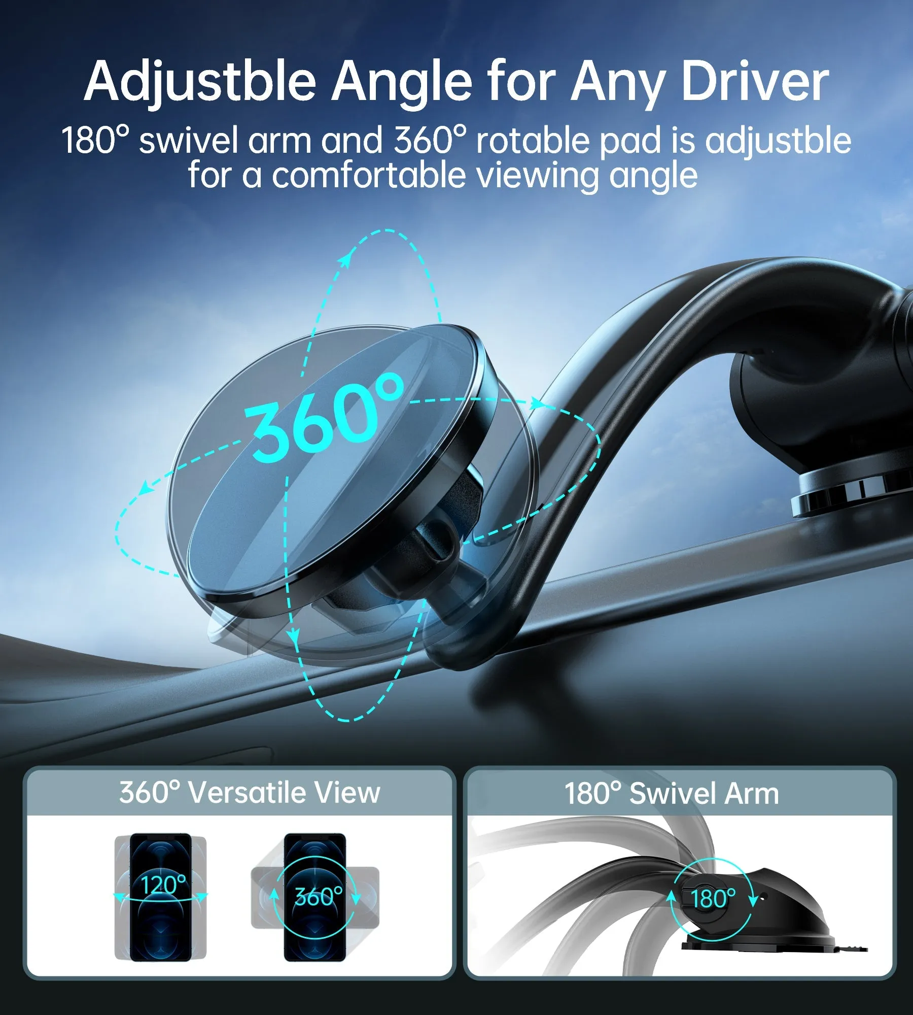 CHOETECH Magnetic Car Mount Phone Holder 360 Degree Rotation Smartphone iPhone