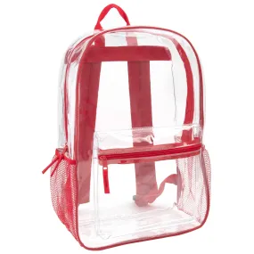 Classic 17 Inch Clear Backpack - Red