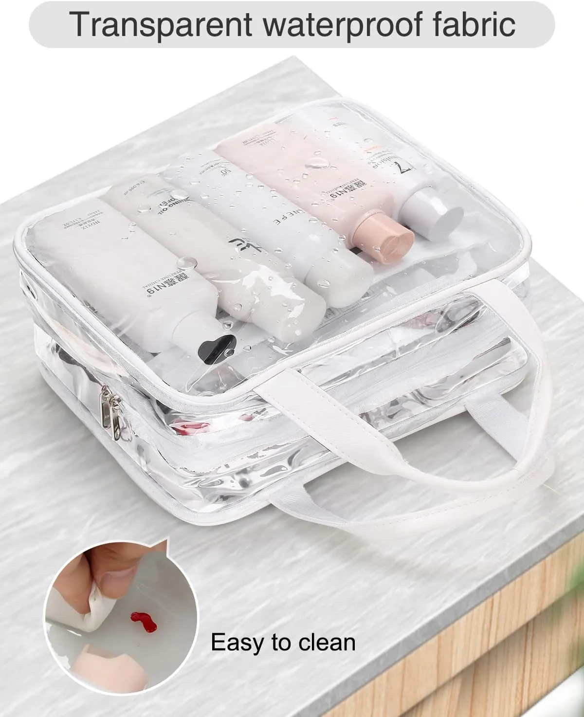 Clear Travel Toiletry Bag with Detachable TSA Approved