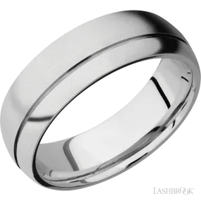 Cobalt Chrome Off-Set Grooved Wedding Band 7mm Wide