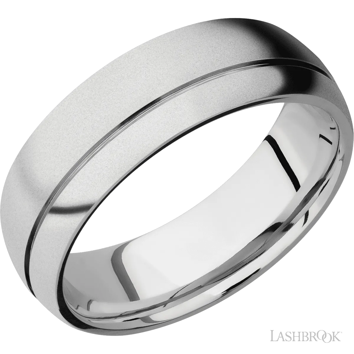 Cobalt Chrome Off-Set Grooved Wedding Band 7mm Wide