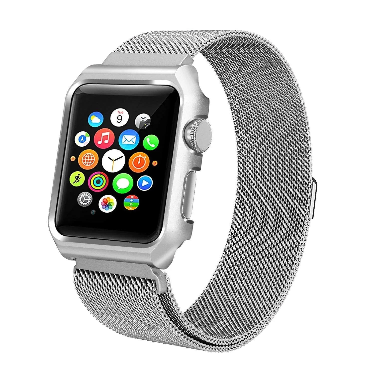 Compatible for Apple Watch Band with Case 42mm, Stainless Steel Mesh Milanese Loop with Adjustable Magnetic Closure Replacement Wristband iWatch Band for Apple Watch Series 3 2 1 - Silver