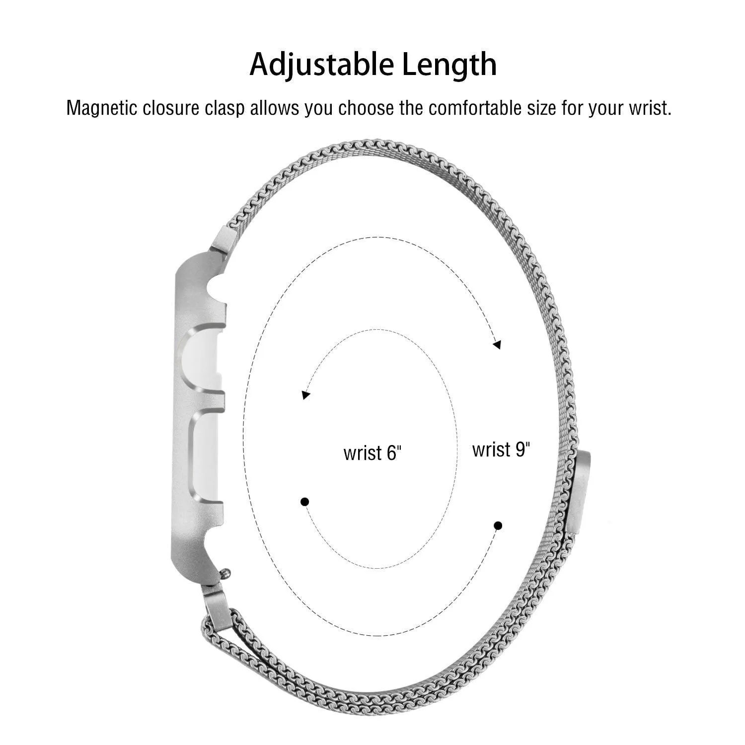 Compatible for Apple Watch Band with Case 42mm, Stainless Steel Mesh Milanese Loop with Adjustable Magnetic Closure Replacement Wristband iWatch Band for Apple Watch Series 3 2 1 - Silver