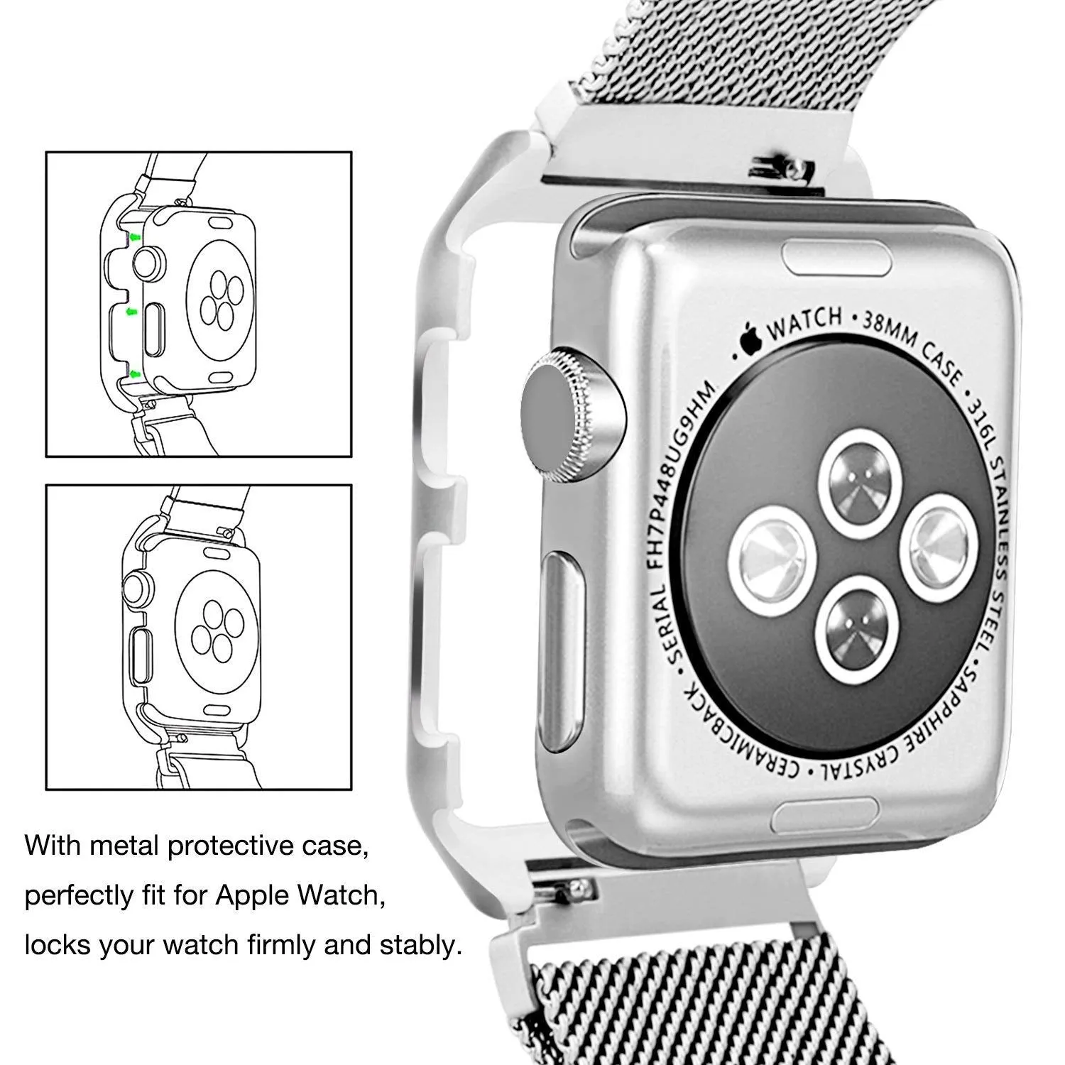 Compatible for Apple Watch Band with Case 42mm, Stainless Steel Mesh Milanese Loop with Adjustable Magnetic Closure Replacement Wristband iWatch Band for Apple Watch Series 3 2 1 - Silver