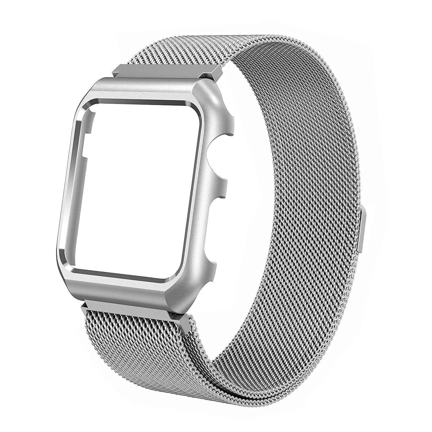 Compatible for Apple Watch Band with Case 42mm, Stainless Steel Mesh Milanese Loop with Adjustable Magnetic Closure Replacement Wristband iWatch Band for Apple Watch Series 3 2 1 - Silver