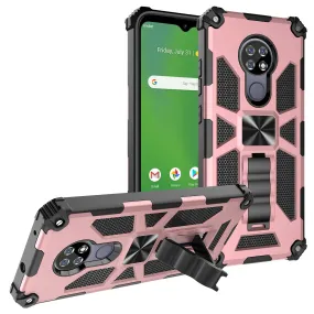 Cricket Ovation Case/AT&T Radiant Max Case [Military Grade] Ring Car Mount Kickstand Hybrid Hard PC Soft TPU Shockproof Protective Case - Rose Gold