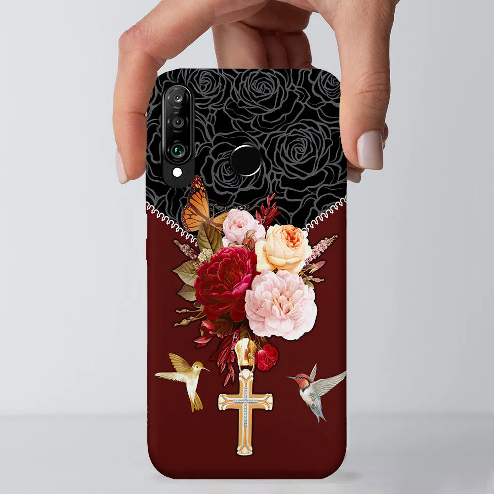 Cross And Flower - Christian Phone Case - Religious Phone Case - Faith Phone Case - Ciaocustom