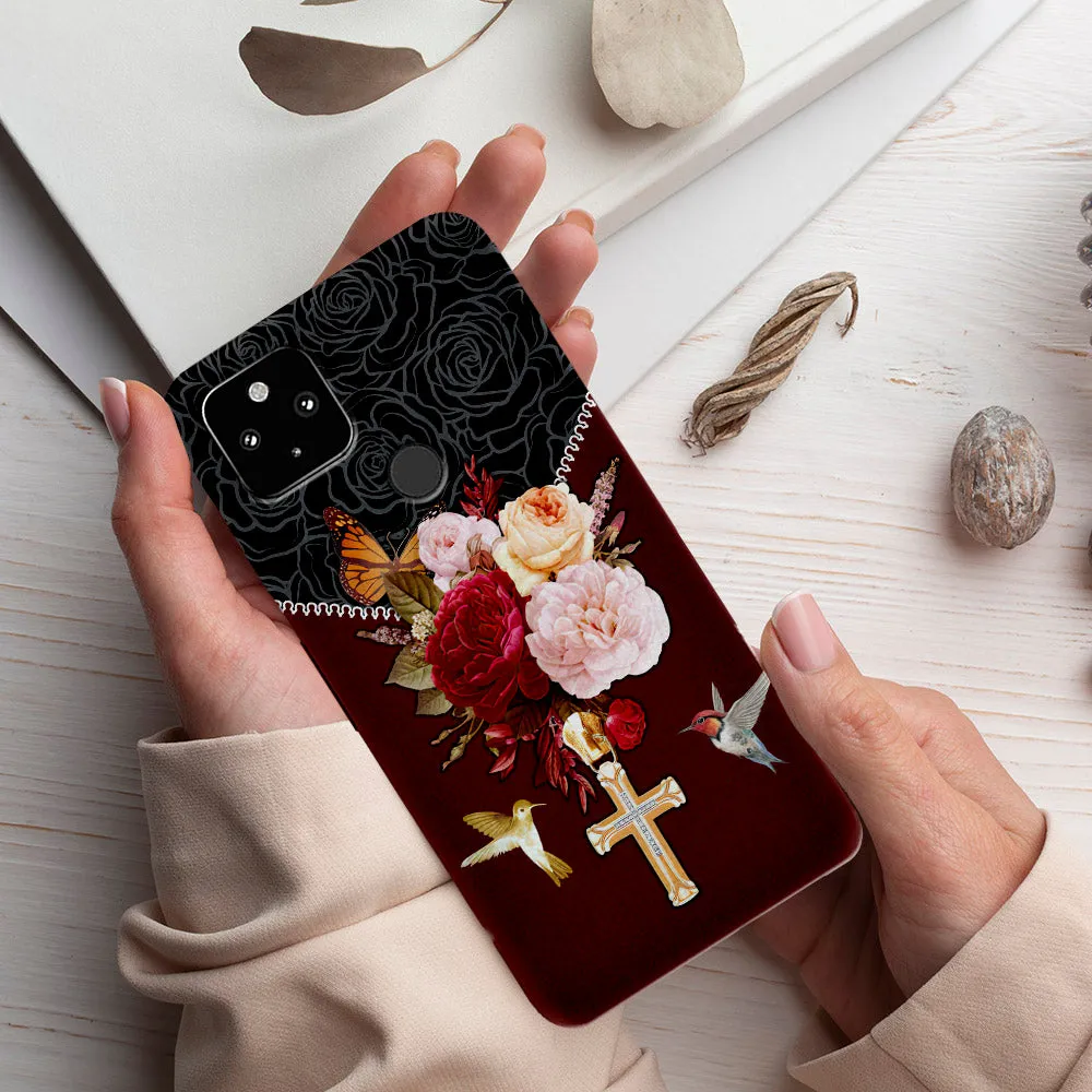 Cross And Flower - Christian Phone Case - Religious Phone Case - Faith Phone Case - Ciaocustom