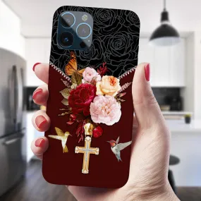 Cross And Flower - Christian Phone Case - Religious Phone Case - Faith Phone Case - Ciaocustom