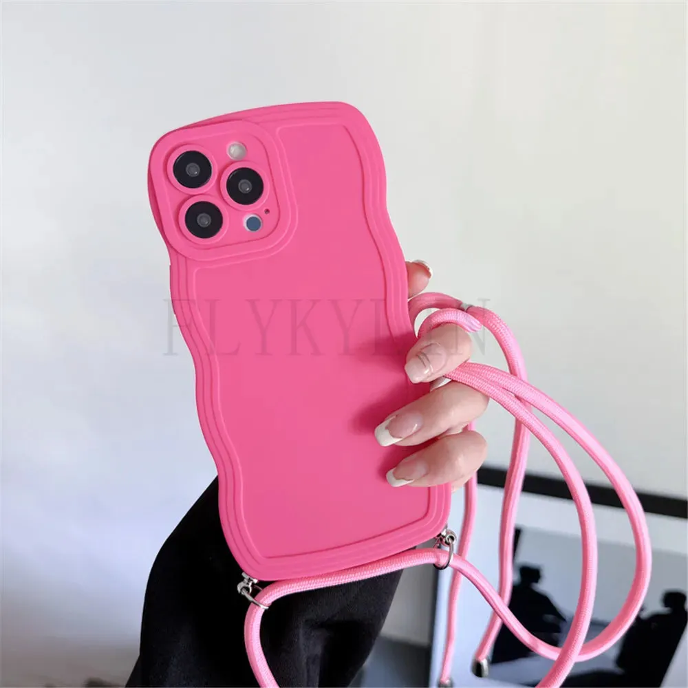 Crossbody Lanyard Wave Edge Phone Case For iPhone