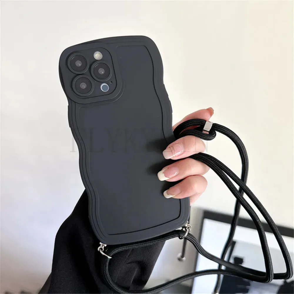 Crossbody Lanyard Wave Edge Phone Case For iPhone