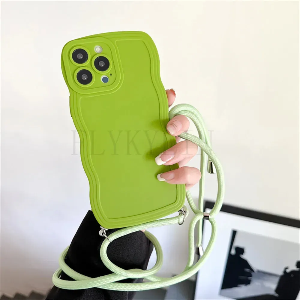 Crossbody Lanyard Wave Edge Phone Case For iPhone