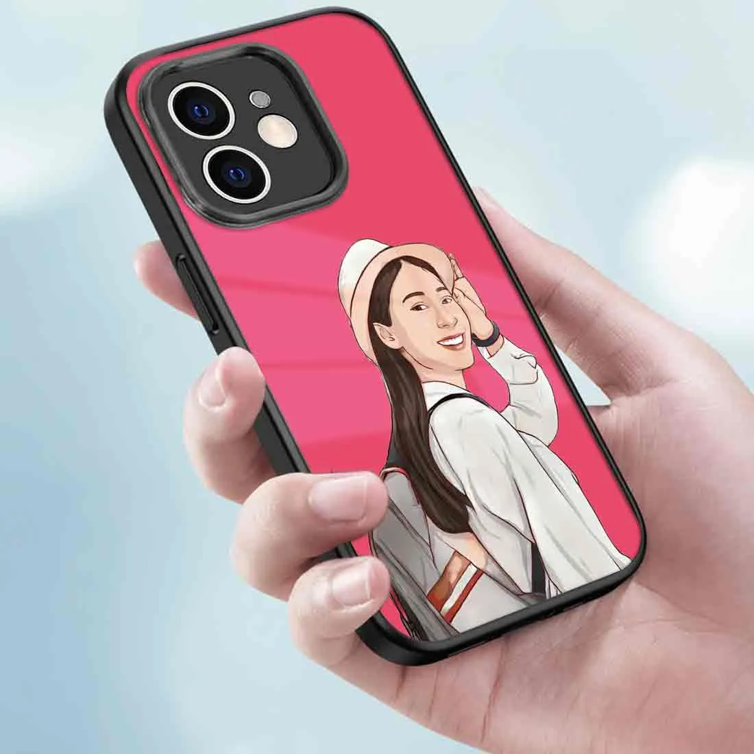 Custom Phone Cases with Pictures Pink iPhone 12 Case With Image - Cartoonize Filter