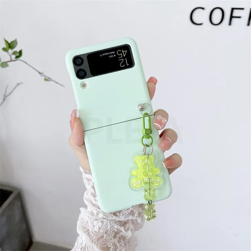 Cute Cartoon Bear Pendant Phone Case For Samsung Galaxy Z Flip 3