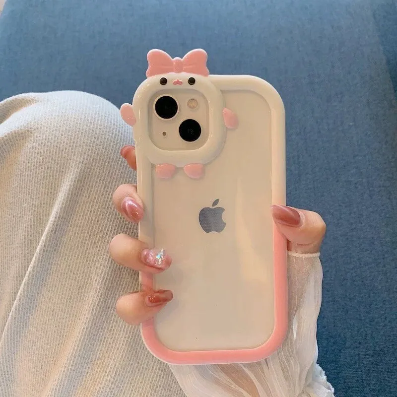 Cute Clear Transparent Kawaii Cartoon Character Thick Protective Shockproof Anti-Fall iPhone Case for iPhone 11 12 13 14 15 Plus Pro Max