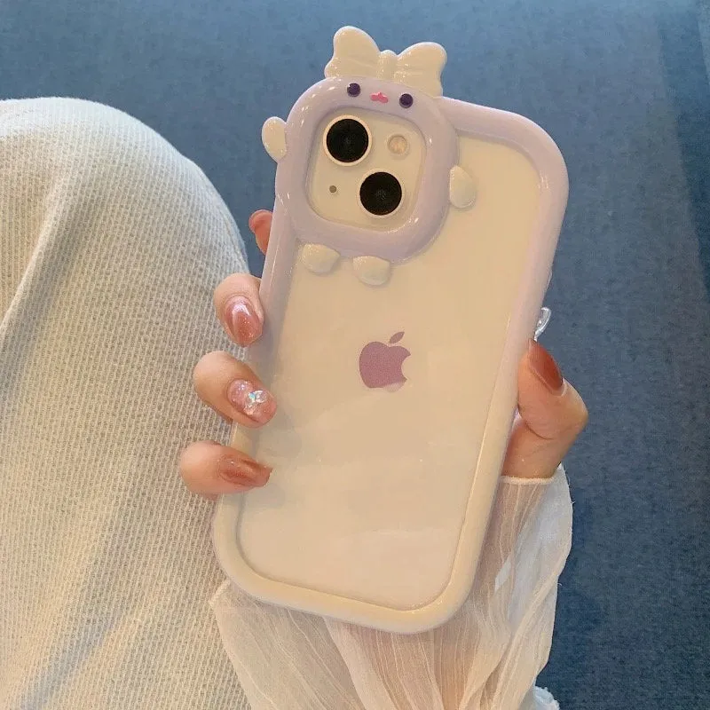 Cute Clear Transparent Kawaii Cartoon Character Thick Protective Shockproof Anti-Fall iPhone Case for iPhone 11 12 13 14 15 Plus Pro Max