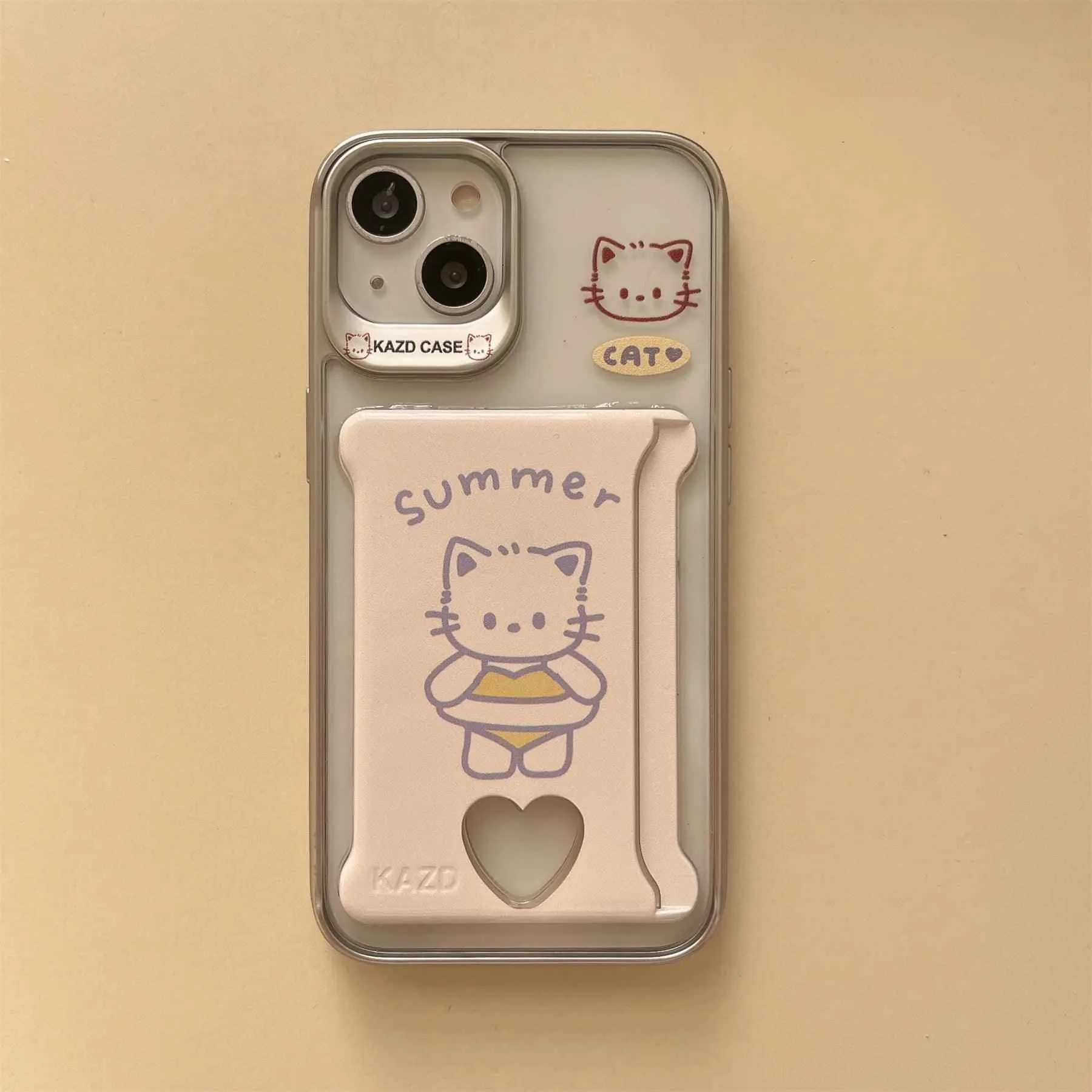 Cute Phone Cases For iPhone 15, 14, 13, 12, and 11 Pro Max - Cat Pattern - Wallet Pocket - TSP279