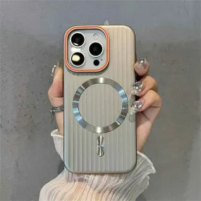 Cute Phone Cases For iPhone 16, 15, 14 Plus, 12, and 13 Pro Max - Striped Matte Magnetic Hard Cover - TSP414