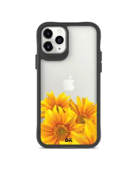 DailyObjects Clear Bright Sunflowers Black Hybrid Clear Case Cover For iPhone 11 Pro Max