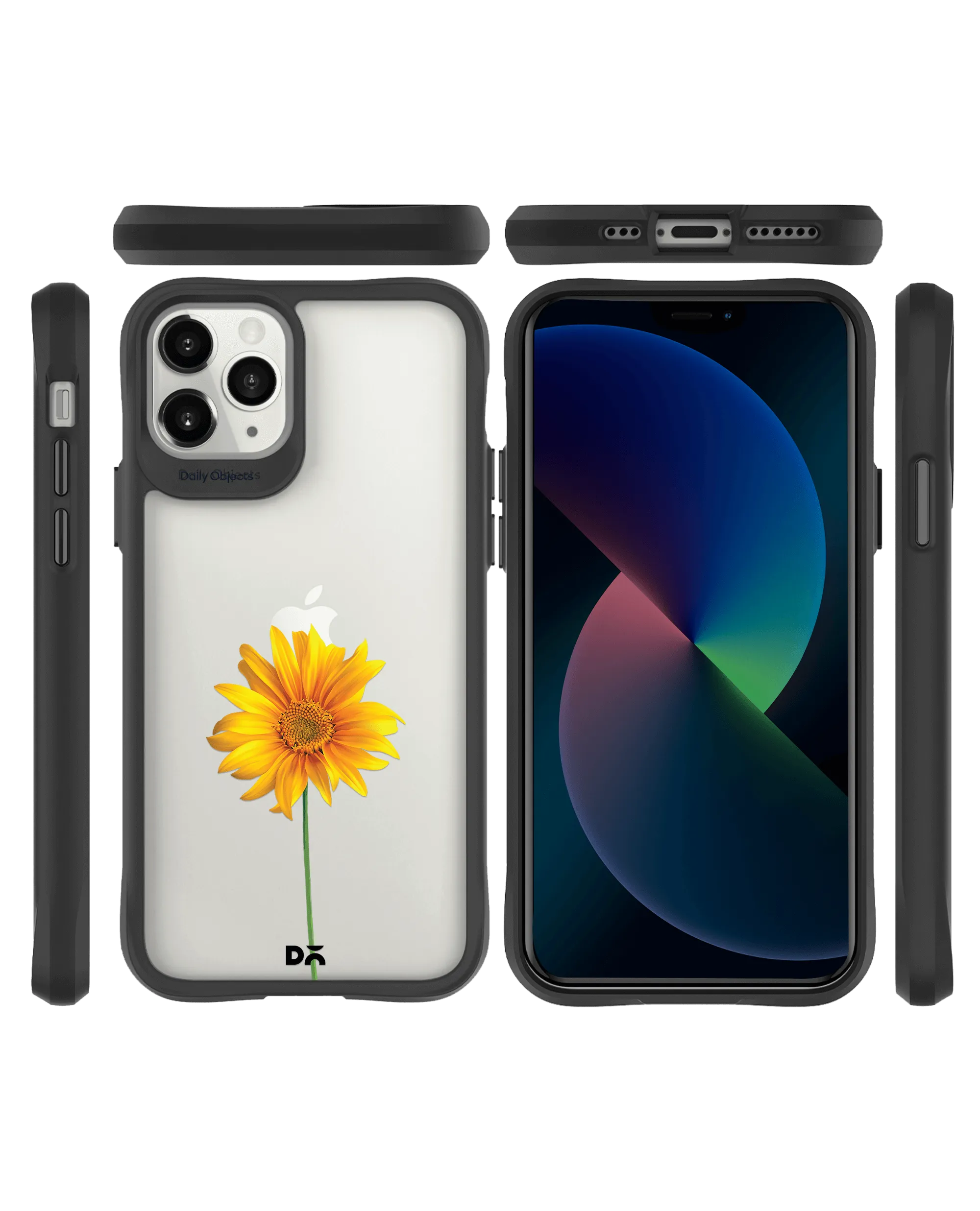 DailyObjects Clear Sunflower Black Hybrid Clear Case Cover For iPhone 11 Pro