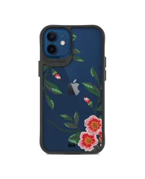 DailyObjects Flower Embroidery Black Hybrid Clear Case Cover For iPhone 12 Mini