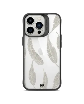 DailyObjects Off White Feathers Black Hybrid Clear Case Cover For iPhone 13 Pro Max