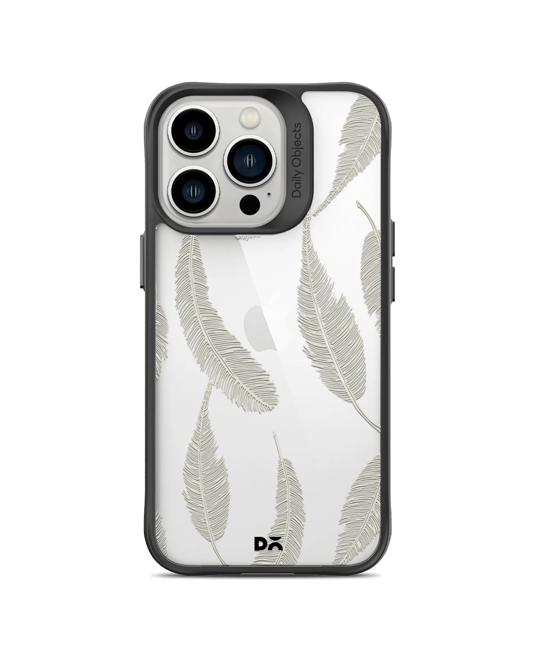 DailyObjects Off White Feathers Black Hybrid Clear Case Cover For iPhone 13 Pro Max