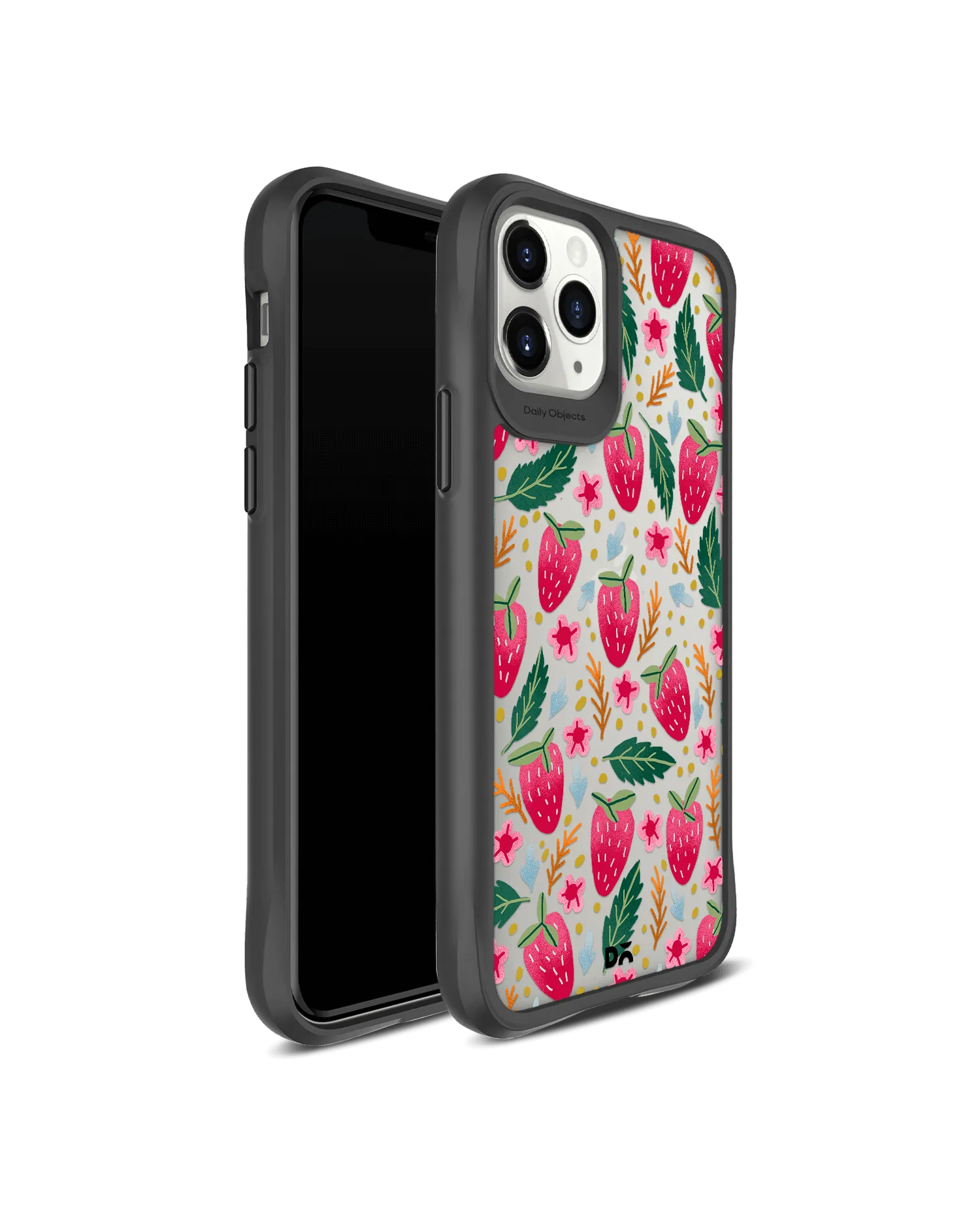 DailyObjects Strawberry Bloom Black Hybrid Clear Case Cover For iPhone 11 Pro