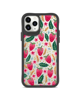 DailyObjects Strawberry Bloom Black Hybrid Clear Case Cover For iPhone 11 Pro