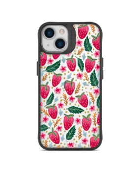 DailyObjects Strawberry Bloom Black Hybrid Clear Case Cover For iPhone 13 Mini