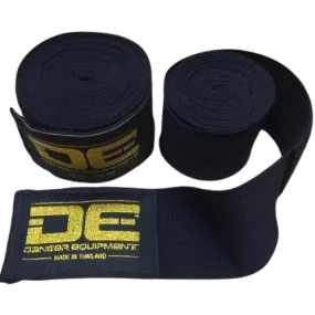 DANGER EQUIPMENT 1806 MUAY THAI BOXING HANDWRAPS ELASTIC 100% cotton 3.5m Black