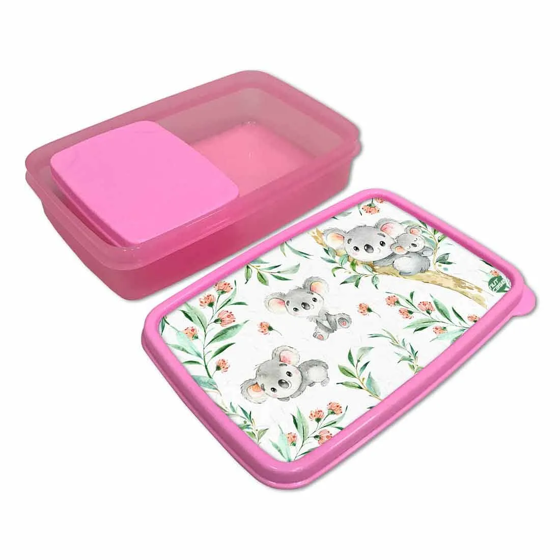 Designer Snack Box for Kids School Plastic Lunch Box for Girls  - Cute Koala