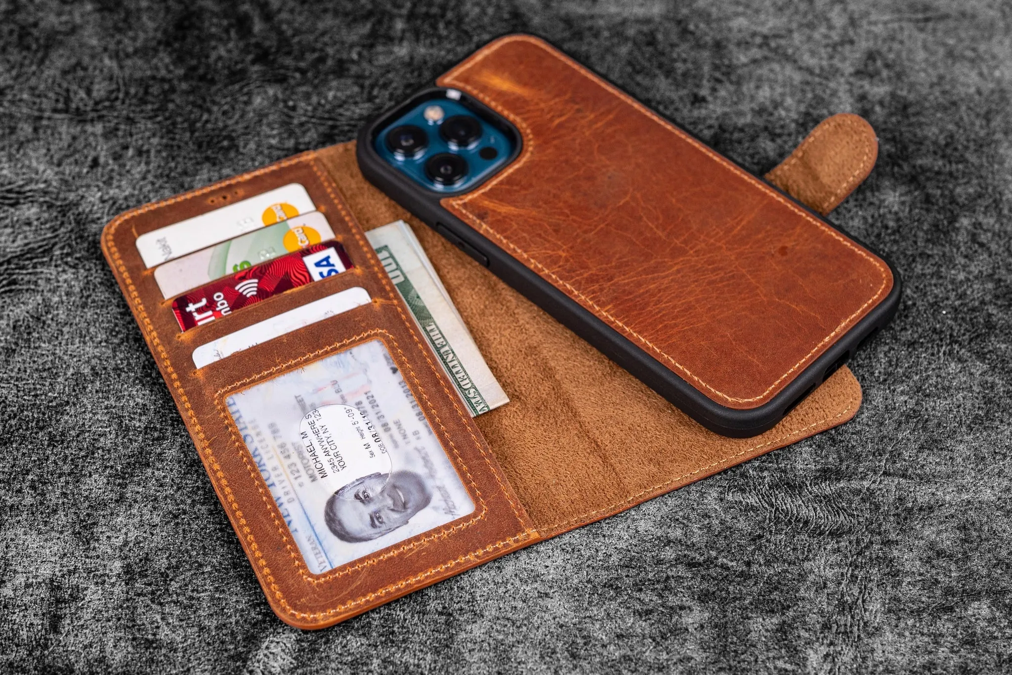 Detachable iPhone 13 Pro  Leather Wallet Case