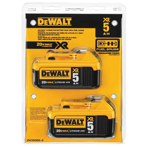 DeWALT Premium XR DCB205-2CK FG Rechargeable Battery Pack, 20 V Battery, 5 Ah