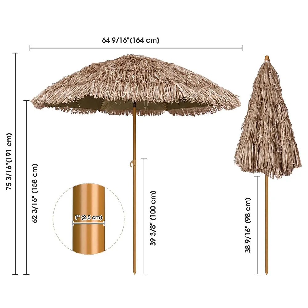 DIY 6ft Tilting Hula Umbrella Straw Tiki Umbrella 2ct/Pack